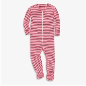 Organic zip footie in mini stripe